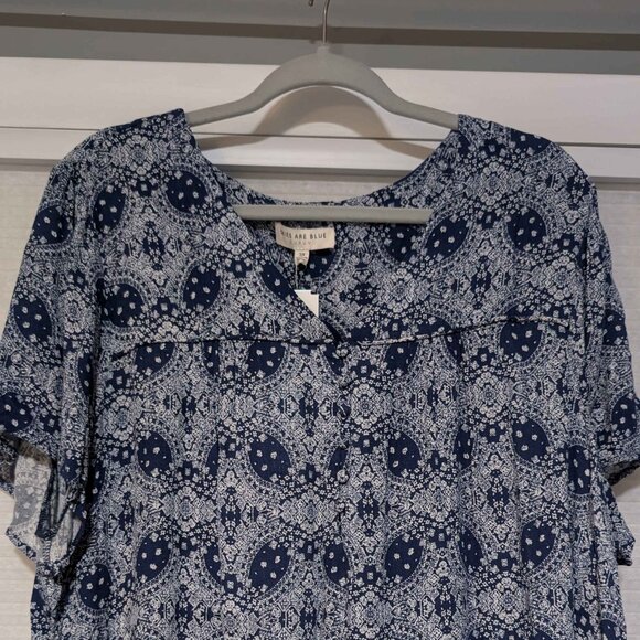 Skies Are Blue Tops - Skies Are Blue Navy and White Short Sleeve Blouse Size 3X NWT